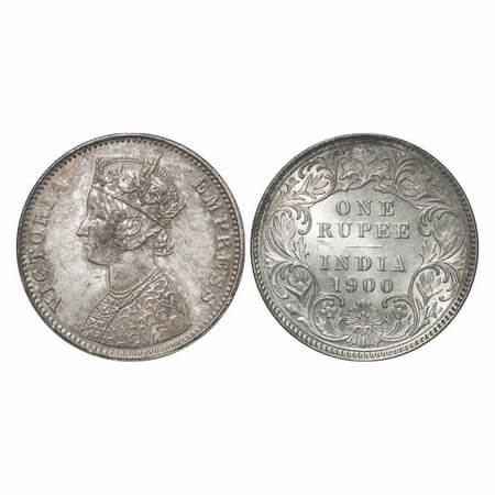 Victoria Empress, Silver, Rupee, 1900, Calcutta Mint, C3/I(i), 'C' incused, Flat 1. F. Pri