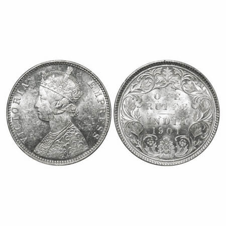 Victoria Empress, Silver, Rupee, 1901, Bombay Mint, A3(i)/I, 'B' incused, Letter 'V' raise