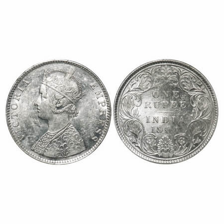 Victoria Empress, Silver, Rupee, 1901, Bombay Mint, C2(ii)/I, 'B' incused, Die crack on Ob