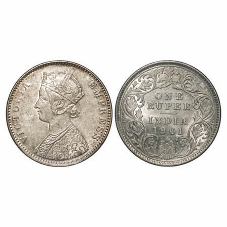 Victoria Empress, Silver, Rupee, 1901, Calcutta Mint, C3/I(i), 'C' incused, Planchet flaw 