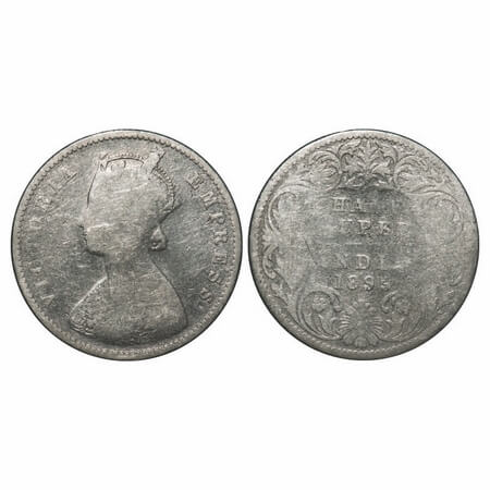 Victoria Empress, Silver, Half Rupee, 1899, Bombay Mint, A/I, 'B' incused, 'B' incused inv