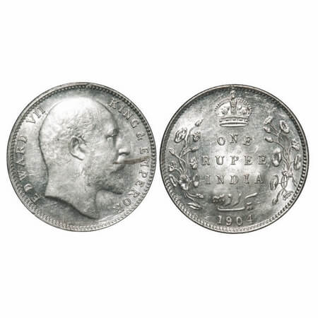 Edward VII, Silver, Rupee, 1904, Bombay Mint, 'B' incused and dot, Five Diamonds amd botto