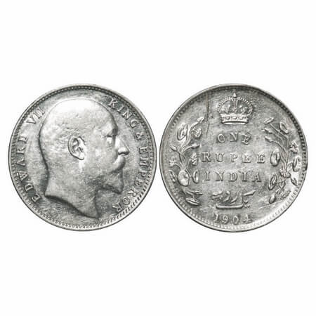 Edward VII, Silver, Rupee, 1904, Bombay Mint, 'B' incused and dot, 5 Diamonds and bottom s