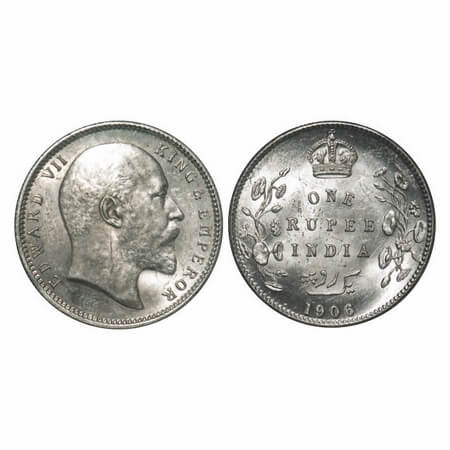 Edward VII, Silver, Rupee, 1906, Calcutta Mint, No mint mark. F. Prid 192. GK 938. Uncircu