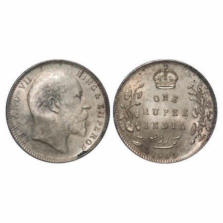 Edward VII, Silver, Rupee, 1909, Bombay Mint, No 'B' only dot, Numeral 9 struck on numeral