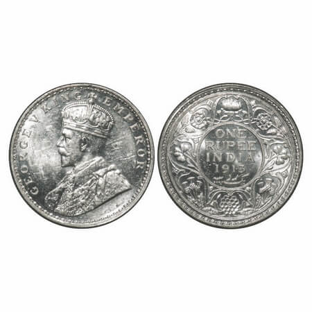George V, Silver, Rupee, 1913, Bombay Mint, Dot. F. Prid 219. GK 1028. Mint State with ori
