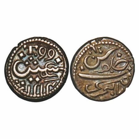 Bombay Presidency Malabar Coast, Silver 1/5 Rupee/Fanam, 2.28g, (1799-1805 AD issue), Tell
