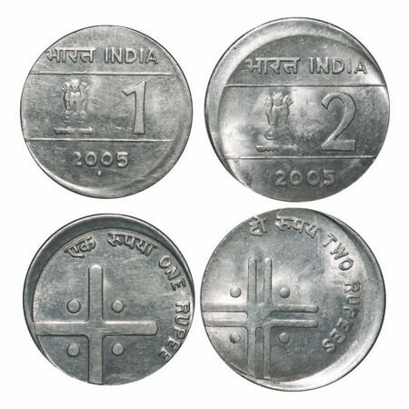 1 & 2 Rupees, 2005, FSS (2 Coins), Cross depicting Unity & Diversity, Bombay & Calcutta Mi