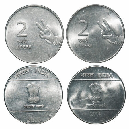 2 Rupees, 2008, FSS, 5.71 &5.72g, Normal and Mule Variety. Uncirculated, Rare.