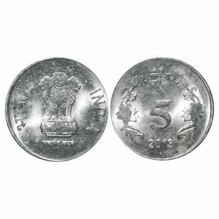 5 Rupees, 2013, OMS FSS (original in Brass), 3.82g, Bombay Mint, Struck on different metal