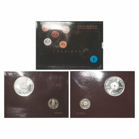 2006, Proof Set, 100 & 5 Rupees, 200 Years of State Bank of India, Kolkatta Mint. S.Reddap
