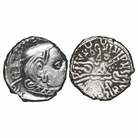 Western Kshatrapas, Visvasimha II s/o Rudrasena II, Silver Drachma, 2.51g, 14.73X14.71mm, 