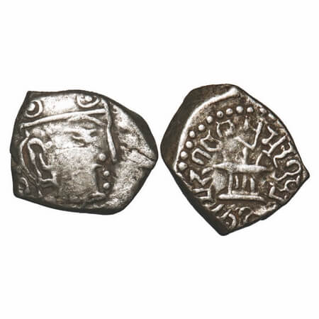 Gupta, Skandagupta (c. 455-480 AD), Fire Altar Type, Silver Drachma, 2.05g, 10.56x12.66mm,