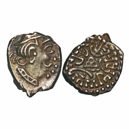 Kalchuris of Mahishmati, Krishnaraj (550-575 AD), Silver Drachm, 2.19g, 13.36X11.59mm, Obv