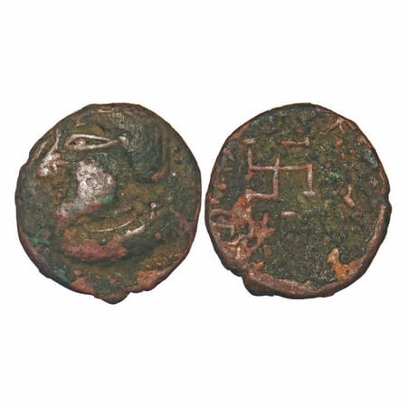 Parathrajas, Kozia (c. 300 AD), Copper Drachma, 1.66g, 14.20X13.19mm, Obv: Diademed bust o