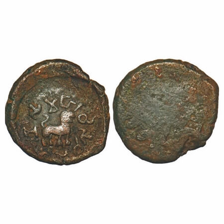 Maharathis of Andhra & Vidarbha, Pusavaruna, Copper Unit, 5.19g, 19.23X18.88mm, Obv: Lion 