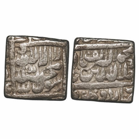Akbar, Silver Square Rupee, 11.17g, Urdu Zafar Qarin Mint, AH Alf (1000). KM 82.9. Very Fi