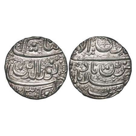 Jahangir, Silver Rupee, 11.42g, Ahmadabad Mint, AH 1023, Muzayyan couplet, Month 'Di'. KM 