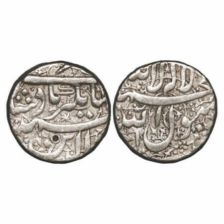Jahangir, Silver Rupee, 11.33gm, Ahmadnagar Mint, Floral design on both side. KM 141.1 typ