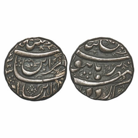 Jahangir, Silver Rupee, 11.40g, Burhanpur Mint, Din Panah Couplet, Floral design and verti