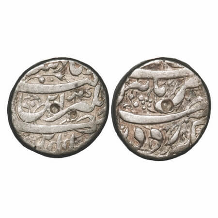 Jahangir, Silver Rupee, 11.24g, Burhanpur Mint, Din Panah Couplet, Floral design and verti