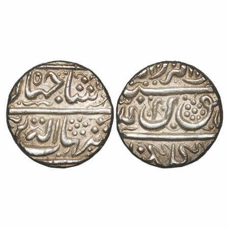 Shah Jahan I, Silver Rupee, 11.55g, Golkunda Mint, Undated , legends crude style. KM 223.1