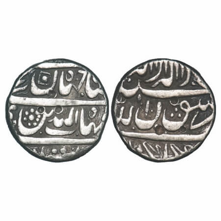 Shah Jahan I, Silver Rupee, 11.38g, Golkunda Mint, Undated, legends crude style. KM 223.1.