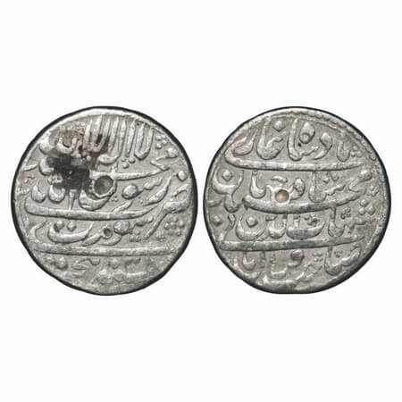 Shah Jahan I, Silver Rupee, 11.35g, Surat Mint, AH 1038 hijri, legend in four lines. KM 22