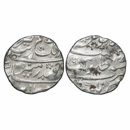Aurangzeb, Silver Rupee, 11.21g, Ahmadnagar Mint, AH 1115/47 RY. KM 300.3. About Very Fine