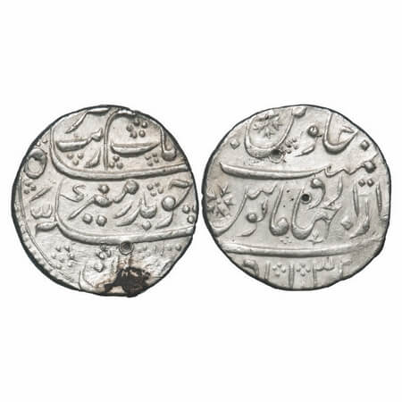Aurangzeb, Silver Rupee, 11.53g, Dar ul Jihad Hyderabad Mint, AH 1100/32 RY. KM 300.31. Ab