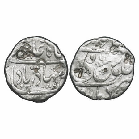 Shah Alam Bahadur, Silver Rupee, 11.36g, Fatehbad Dharur Mint, in two lines, 6 RY. KM Unli