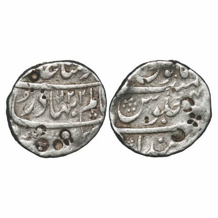 Shah Alam Bahadur, Silver Rupee, 11.35g, Parenda Mint, AH 1122/4 RY, with shroff marks. KM