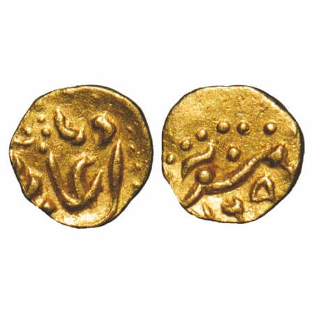 Alamgir II, Gold Fanam, 0.17g, Siddhaut Mint, AH (1)169. KM unlisted. Extremely Fine+, Ver