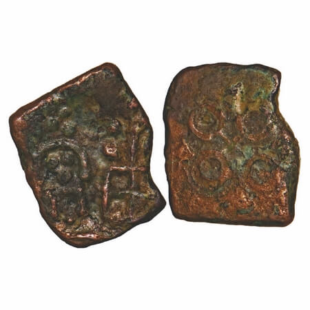 Post-Mauryan, Ujjain Region, Shasthi type, Copper, 2.54g, 14.91x12.49mm, Obv: Female deity