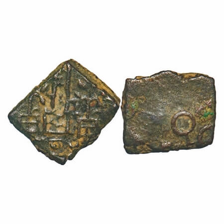 Post-Mauryan, Ujjaini Region, Sidhatho (madana), Copper Unit, 3.81g,19.39X19.37mm, Obv: Yu