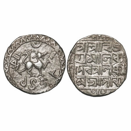 Tripura, Silver Tanka, 10.54g, Vijaya Manikya (SE 1454-1486 / 1532-1564 AD), Saka 1458, ci