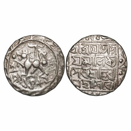 Tripura, Silver Tanka, 10.66g, Udaya Manikya with Queen Hira Mahadevi (SE 1489-1495 / 1567