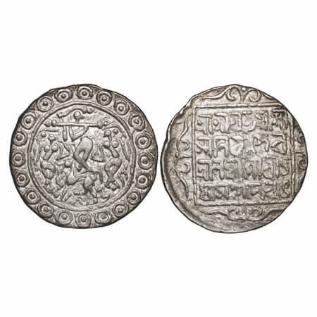 Tripura, Silver Rupee, 10.56g, Yaso Manikya (1600-1618 AD 2nd Reign), Obv: Krishna standin