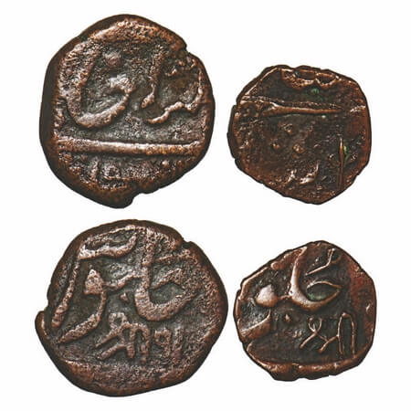 Bhaunagar, Copper, Paisa & ½ Paisa, (2 coins), 7.53g, 2.07g, Shri Sava. KM Unlisted Type. 