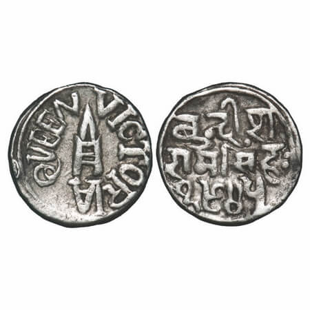 Bundi, Silver Rupee, 10.64g, Ram Singh (VS 1878-1946 / 1824-1889 AD), INO Queen Victoria &