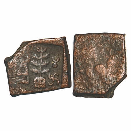 Post-Mauryan Period, Taxila Type, Punch Marked technique, Copper Unit, 9.16g, 16.17X19.87m