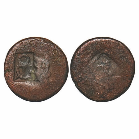 Post-Mauryan, Kaushambi Region, Copper Unit, 5.95g, 19.44X19.39mm, Obv: Bold taurine as a 
