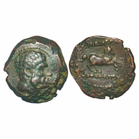 Ancient Greek, Euthydemos I (c. 230-220 BC), Copper Dichalkon, 7.62g, 22.25X21.45mm, Obv: 