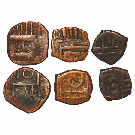 Jaisalmer, Copper Dodiya Paisa (3 Coins), 3.29, 1.99, 1.69g, Different Denominations, (mug