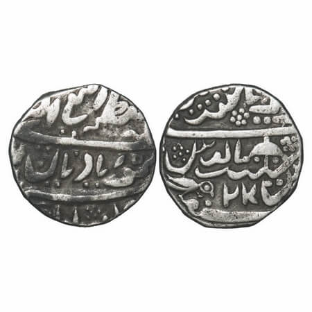Jaisalmir, Silver Rupee, 10.44g, Ranjit Singh (1846-1864 AD), Akhey Shahi, 22 RY (error Da