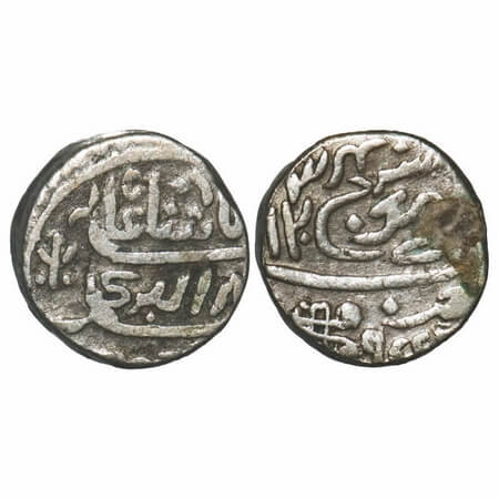 Kutch, Silver Kori, 4.47g, Desalji II, INO Muhammad Akbar II, Frozen Year VS 1877/1234 AH.