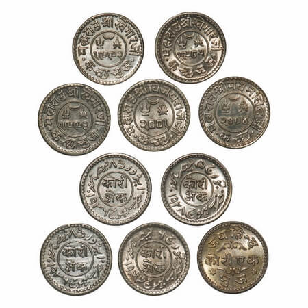 Kutch, Silver Kori (5 Coins), Khengarji III, INO George V, VS 1985/1928 AD, INO Edward VII