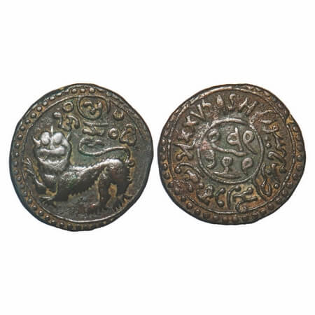 Mysore, Copper 25 Cash, 11.10g, Dewan Purnaiya (AH 1214-1225/1799-1810 AD), ND type, Obv: 