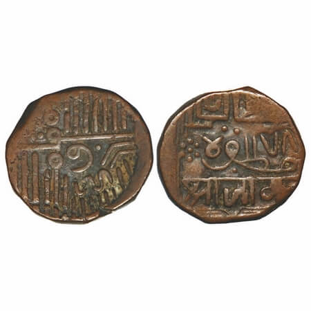 Nawanagar, Copper, 1½ Dokda, 9.72g, British Protectorate, AH (9)78 Frozen, INO Muzaffar Sh