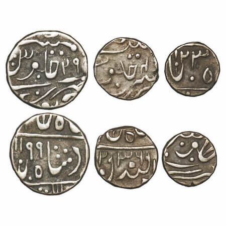 Partabgarh, Silver Rupee, ½, ¼, (3 Coins), British Protectorate issues and Dulep Singh (AH